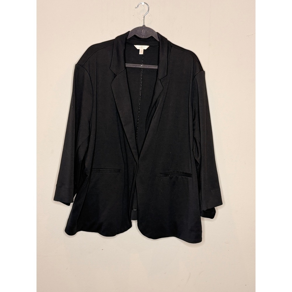 LC Lauren Conrad Womens‎ Plus 4X Black Open Front Knit Blazer Jacket Stretch